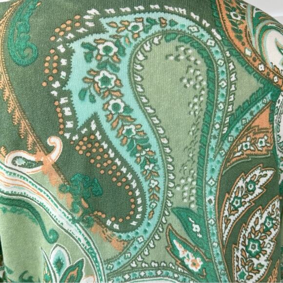 Chico's Green Blue Paisley Long Sleeve Cardigan Sweater Size 1 Medium - Picture 6 of 9
